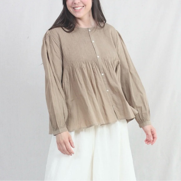 Ichi antiquites hand dyed cotton khadi pintuck shirt - Picture 4 of 12